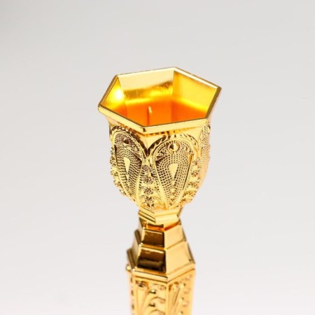 Summary Metal for 1 candle "Pattern" gold 19.8x8x8 cm-2