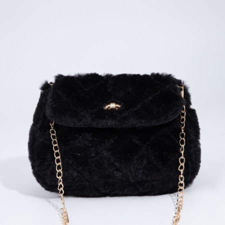 Cross-Body bag on the valve, black color