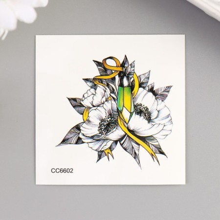 Tattoo on the body color "Crystal and flowers" 6x6 cm