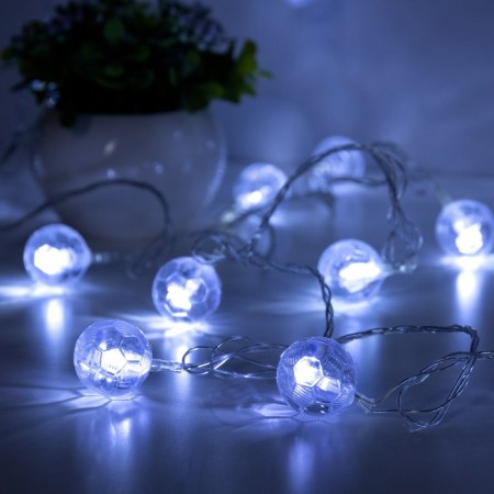 Garland “thread” 5 m with nozzles “soccer ball”, ip20, transparent thread, 20 LED, white glow, 8 modes, 220 V-2