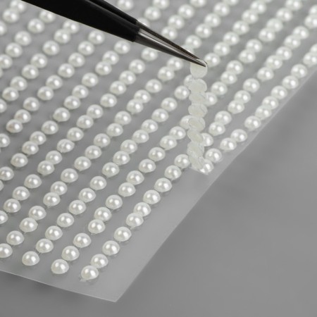 Pearls self -adhesive, d = 3 mm, 15 strips on the sheet, white color-3