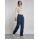 Warmed female trousers, size 50, dark blue color