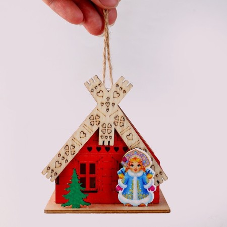 Light decor "House Santa Claus" red, 5.9 × 7 × 8.3 cm-5