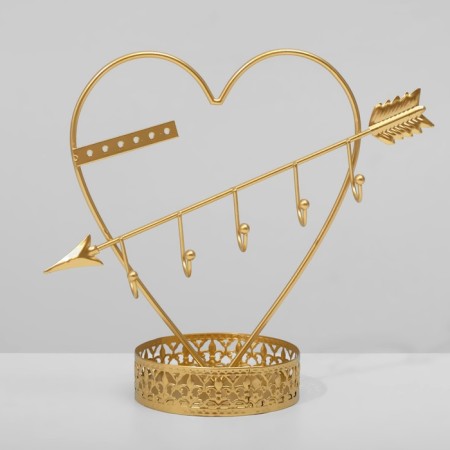 Station for decorations with a place for storage "Heart", 20 × 23 × 9.5 cm, color gold-3