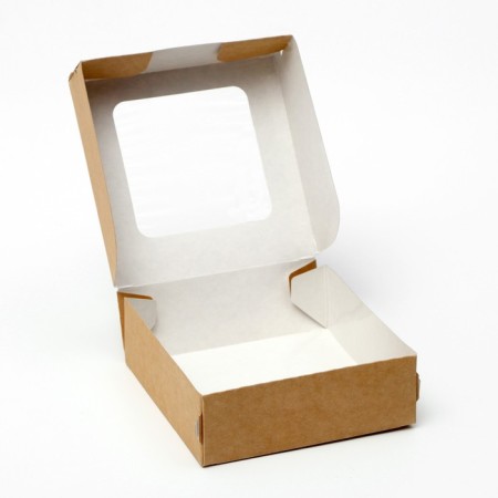 The box is folding, with a window, craft, 11.5 x 11.5 x 4 cm-1