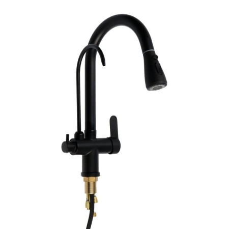 Zein Z7212 kitchen mixer, drinking water crane, with sliding pour, brass, black-3