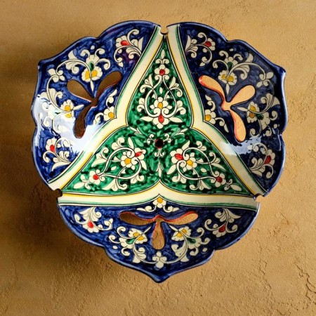 Rishtan ceramics "Flowers", 26 cm, blue-3