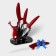 Kitchen kit on the stand “bend”, 4 objects: 3 knives, vegetable vegetables, + knife as a gift, red color red