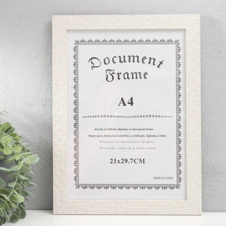 Photo frame Plastic format A4 "Rombs. Texture of a tree" White 33.1x25 cm