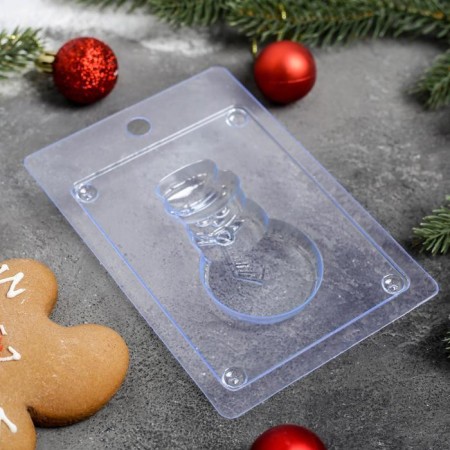 Form for chocolate and sweets plastic “snowman”, product size 8 × 4.5 cm, color transparent color-2