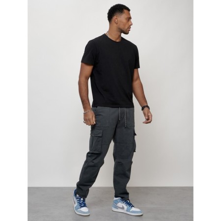 Cargo jeans men, size 52, dark gray color-9