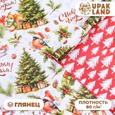 Бумага упаковочная "Белый медвежонок", глянец, двусторонняя,  80 г/м2 , 50 х 70 см