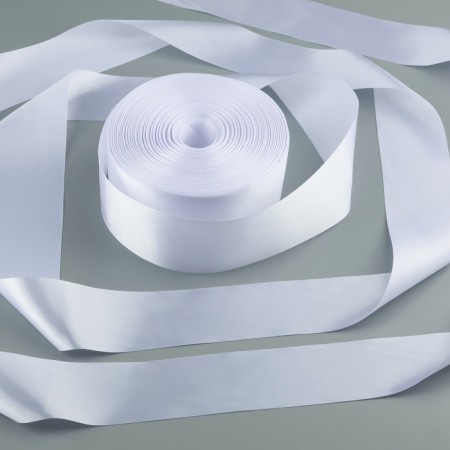Satin tape, 50 mm × 100 ± 5 m, white color