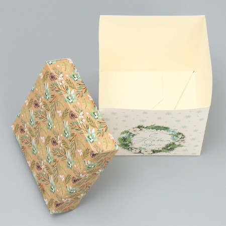 Folding box "New Year's Wreath", 15 x 15 x 15 cm, new year-2