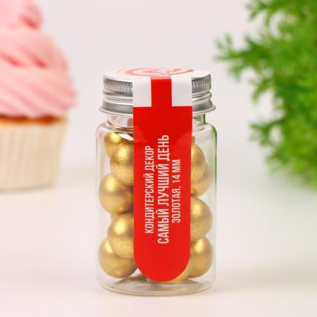 Confectionery Sprinking "The Best Day", 14 mm, gold, 50 g-1
