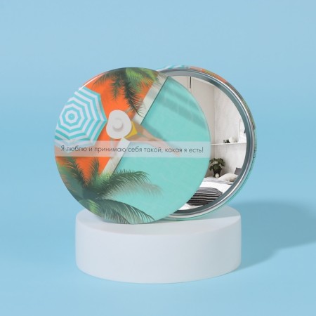 Pocket mirror "Girl at the pool", D = 7 cm, multi -colored-1