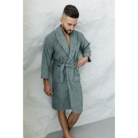 Tainted male bathrobe, size 46, emerald color-4