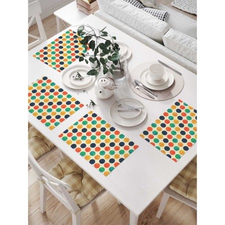 Set of napkins for setting the table "Color combination with circles", rectangular, size 32x46 cm, 4 pcs