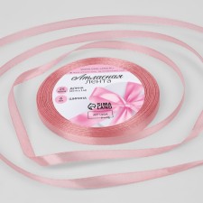 Satin tape, 6 mm × 23 ± 1 m, pearl pink color No. 135