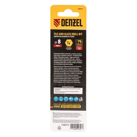 Denzel 728073 ceramic tile, a cross plate, a 6-grade shank, 8mm-4