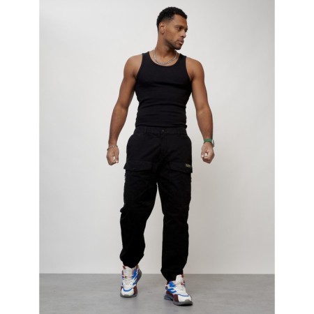 Cargo jeans male, size 56, black color-8