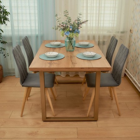 Dining stool Polini Home Rio SD, color gray-natural color-8