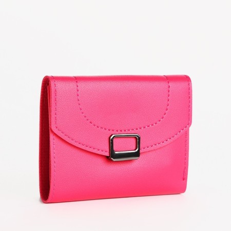 Women's wallet on the button, pink color
