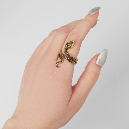 Ring "Snake" two eyes, color black gold, dimensionless-1
