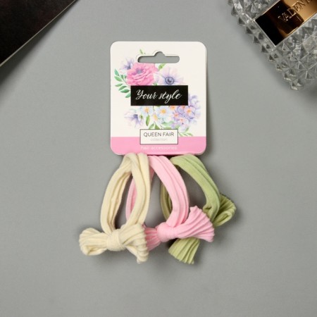 Hair elastic band "Silva" (set of 3 pcs) bow, 4 cm