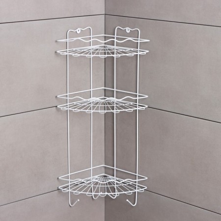 Bathroom shelf is an angular 3-tier “wave”, 24 × 24 × 64 cm, white color-3
