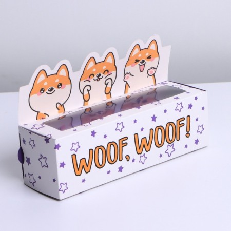Box for Makarun confectionery, packaging, "Woof", 18 x 5.5 x 5.5 cm