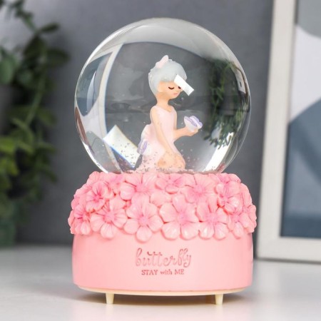 Souvenir Polystone Water Ball Light, music "Baby and forget -me -nots" d = 8 cm mix 12.5x8x8 cm-2
