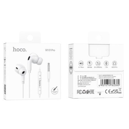 Hoco M101 PRO headphones, wired, vacuum, microphone, 1.2 m, white-6