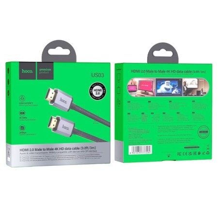 Video cable Hoco US03, HDMI 2.0, HDMI (M) -HDMI (M), 3 m, black-7