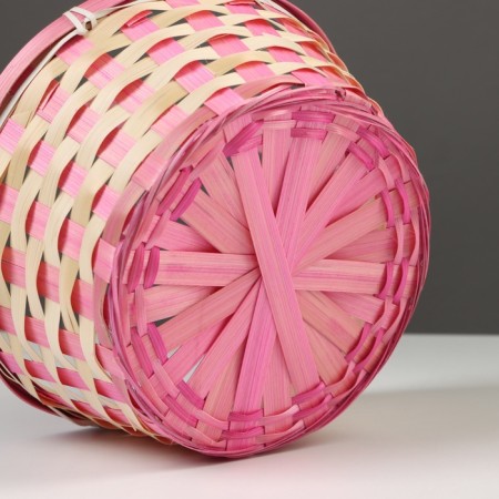 Wicker basket, bamboo, 21x21x10/24 cm, pink-4