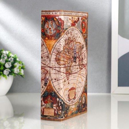 Safe Brush tree "Sea Route, map" leatherette 21x13x5 cm-5