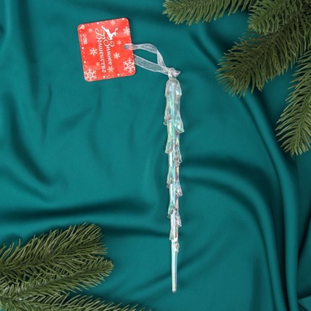 Christmas tree decoration "Tough icicle" 19x1 cm, transparent-2