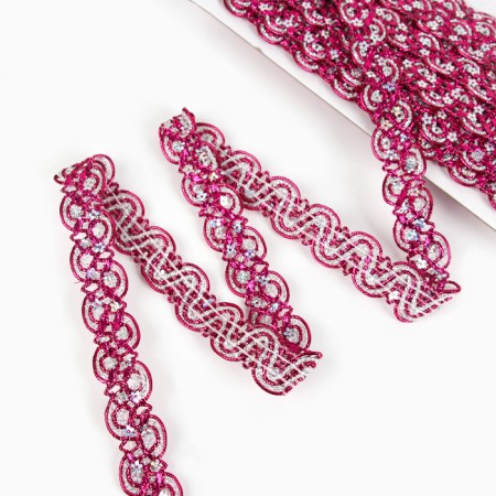 Braid, in a roll 10 m, the color of fuchsia with silver-1
