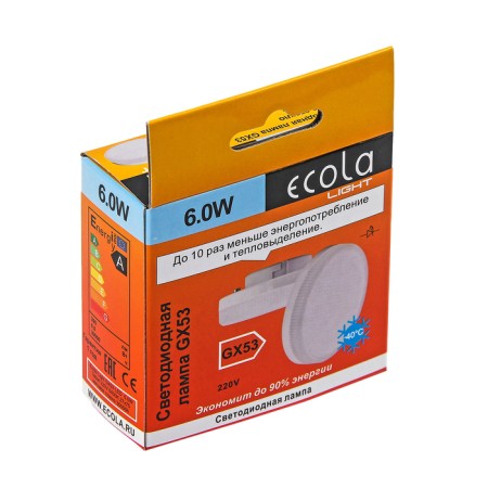 LED LED ECOLA LIGHT, GX53, 6 W, 6400 K, 27x75 mm, matte glass-3
