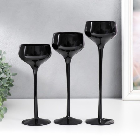 Glass "Glass" Crimean "Black set 3 pcs H- 20, 23, 26x12x12 cm-1