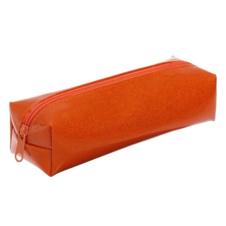 Penal soft, 1 compartment, quadro, 60 x 195 mm, calligrata K-621, artificial leather, varnish with scenes, orange