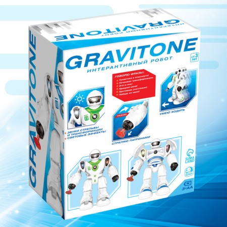 Gravitone robot, light, sound, shoots, on batteries, Russian voice acting, color mix-8