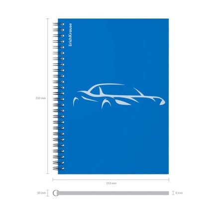 Notebook A5 80 sheets in a cage on a spiral Erichkrause Mirage, with a plastic cover blue,-4