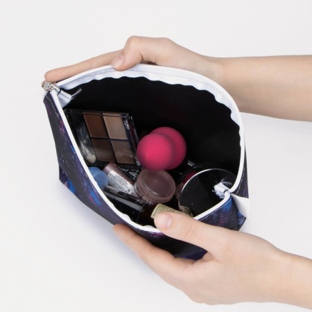 Cosmetic bag with lightning, black/blue color-3