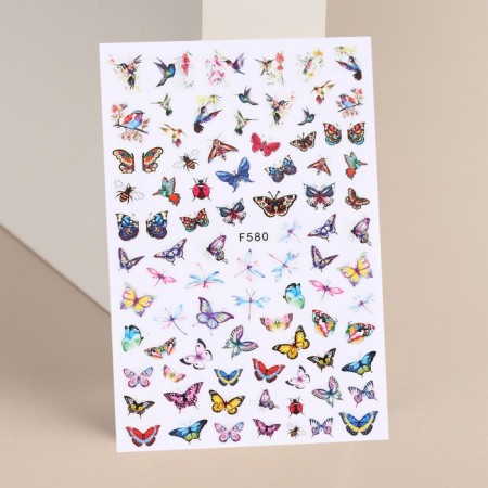 Nail stickers "Delicate butterflies", multi -colored