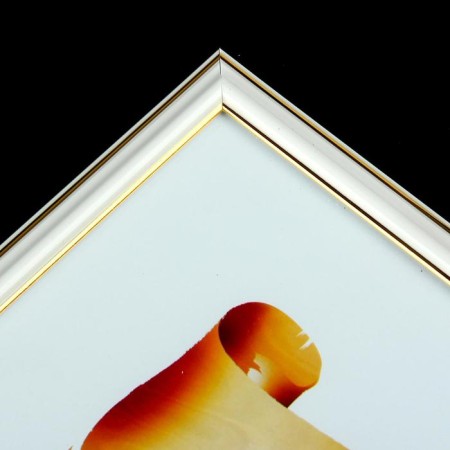 Photo frame 30x40 281g white with gold (plastic screen)-1