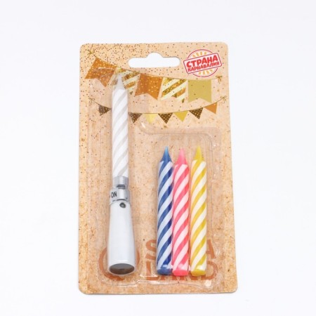 Candles for the cake "Bright strip", 7 cm, set (3 twisted and musical)-3