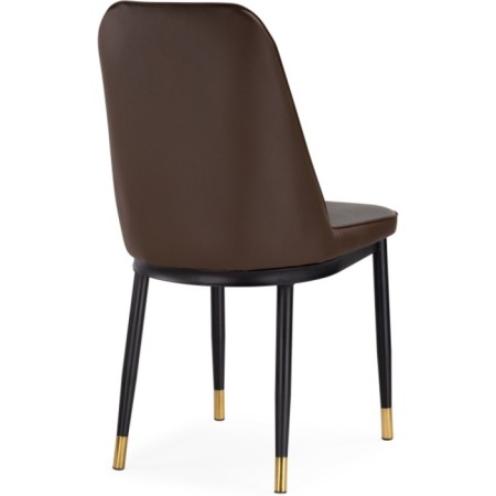 Stool on a metal frame Flor metal/eco -leather, black/gray/brown 43x50x83 cm-3
