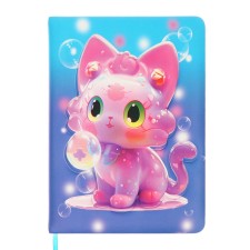 Notebook Gift Book 96l, line, colored cut, PVC Cat cover 3D (17.7x12.4cm)
