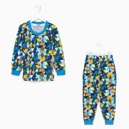 Pajamas for a boy, color triangles/astronauts, height 110 cm-5